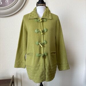 Vintage Jementa women’s Elegant Olive Toggle wool blend Cardigan. L